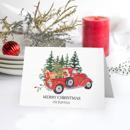 Rustic Red Vintage TruckTree Snö God jul Helgkort