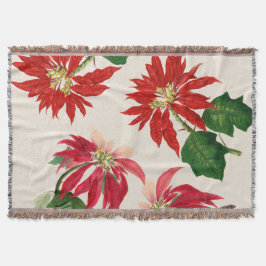 Rustic Red Watercolor Poinsettia Blommigt Greenery Filt