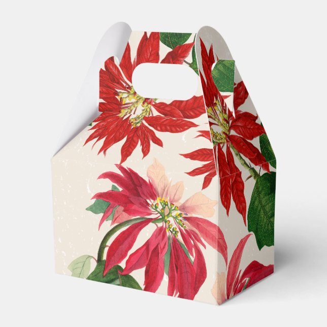 Rustic Red Watercolor Poinsettia Blommigt Greenery Presentaskar (Framsidan Sidan)