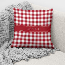 Rustic Red & White Gingham Mönster Namn Throw