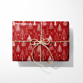 Rustic Red & White Julgranar Presentpapper