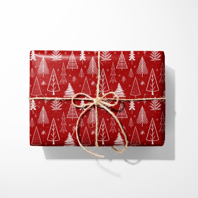 Rustic Red & White Julgranar Presentpapper (Skapare uppladdad)