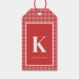 Rustic Red & White Play Monogram Presentetikett