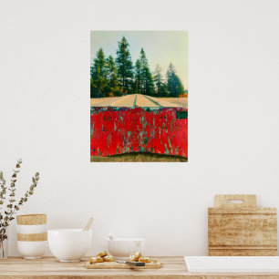Rustic Red Wood Boat uppaktiverat på båge Poster