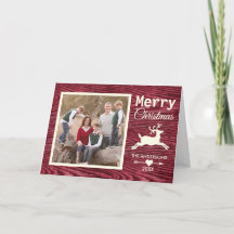 Rustic Red Wood Reindeer julfamiljfoto