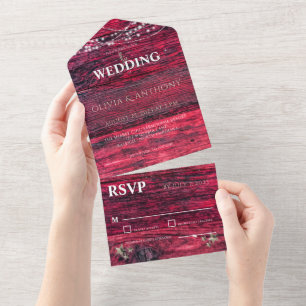 Rustic Red Wood String Ljus Bröllop