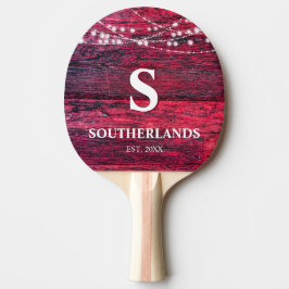 Rustic Red Wood String Ljus Family Pingisracket