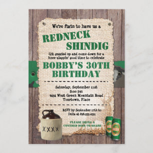 Rustic Rednacken Hillbilly Party Inbjudningar