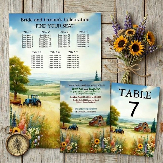 Rustic Rednacks Countryside Bröllop Inbjudningar (Skapare uppladdad)