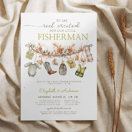 Rustic Reel Fishing Baby Shower Inbjudningar