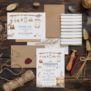 Rustic Reel Roligt Fishing Baby Shower Tack Kort