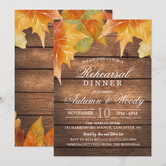 Rustic Rehearsal Dinner-inbjudan Inbjudningar (Fram/baksida)