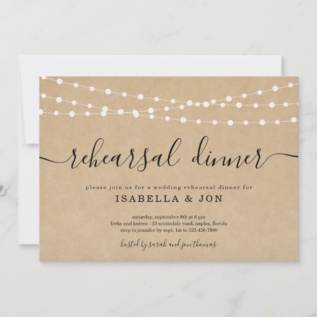 Rustic Rehearsal Dinner-inbjudan Meddelande (Framsida)