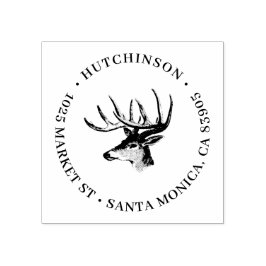 Rustic Reindeer Antlers Round Returadress Stämpel