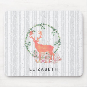 Rustic Reindeer Boho Watercolor Anpassningsbar Musmatta