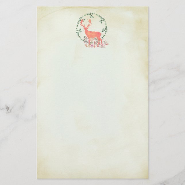 Rustic Reindeer Boho Watercolor Brevpapper (Framsida)