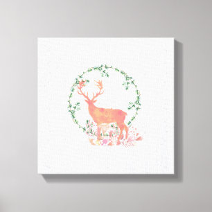 Rustic Reindeer Boho Watercolor Canvastryck
