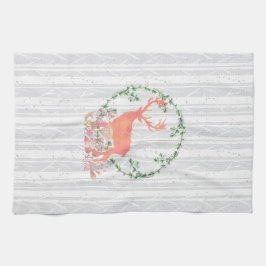 Rustic Reindeer Boho Watercolor Kökshandduk
