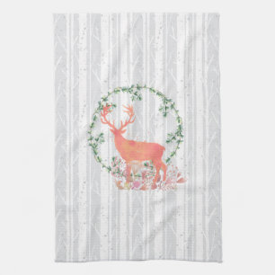 Rustic Reindeer Boho Watercolor Kökshandduk