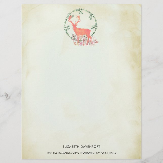 Rustic Reindeer Boho Watercolor Personlig (Framsida)