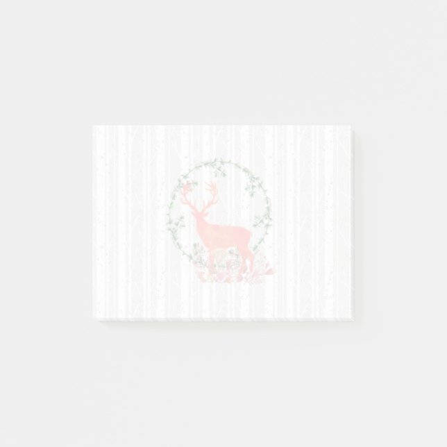 Rustic Reindeer Boho Watercolor Post-it Block (Framsida)
