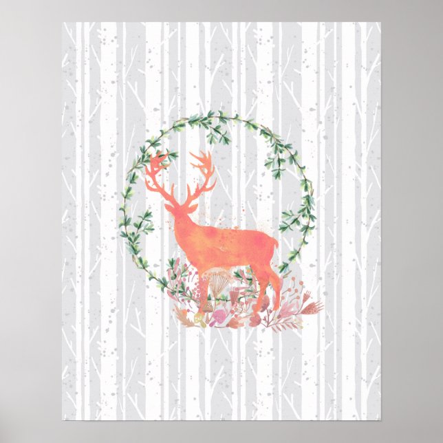 Rustic Reindeer Boho Watercolor Poster (Framsidan)