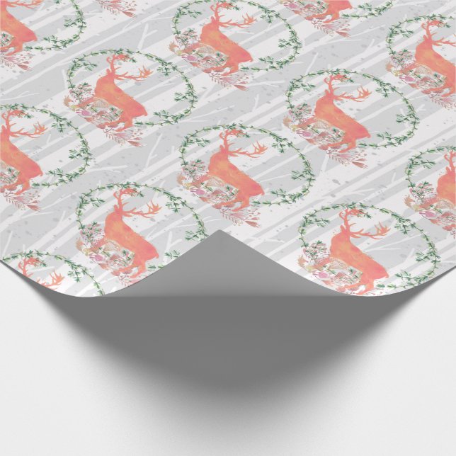 Rustic Reindeer Boho Watercolor Presentpapper (Hörn)