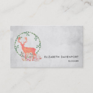 Rustic Reindeer Boho Watercolor Visitkort