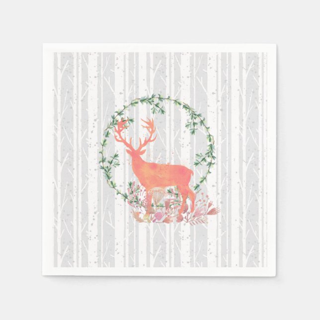 Rustic Reindeer Boho Watercolor Watercolor Pappersservett (Framsidan)