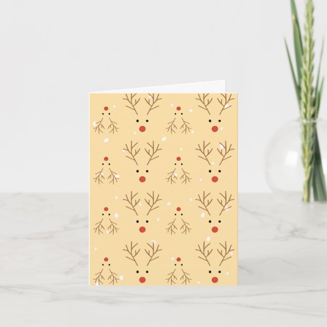 Rustic Reindeer Pattern Christmas Card Kort (Framsida)