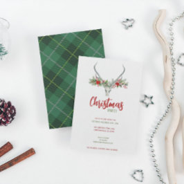 Rustic Reindeer Skull med skal som ligger jul Part Julkort