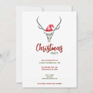 Rustic Reindeer Skull Santa Hat jul Party Julkort
