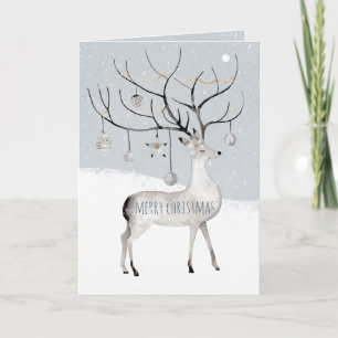 Rustic Reindeer Stag Ornaments Dsed Antlers Helgkort