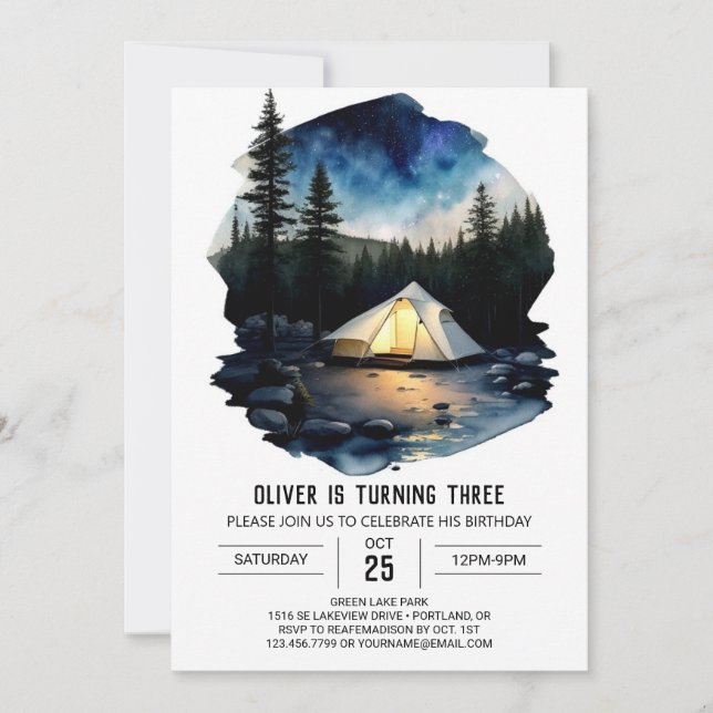 Rustic Retreat Kids födelsedagsinbjudan Inbjudningar (Framsida)