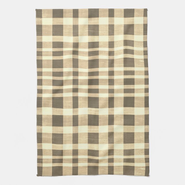 Rustic Retro Beige Brown Texturerad Mönster Kökshandduk (Vertikal)