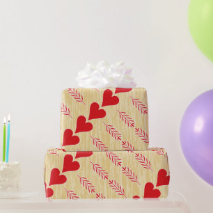 Rustic Retro Heart Mönster Valentine Presentpapper