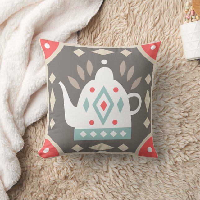 Rustic Retro Land Geometric Colorful Tekanna Kudde (Filt)