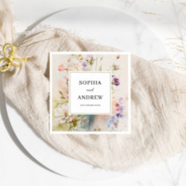 Rustic Retro Watercolor Wildblomma Bröllop Pappersservett