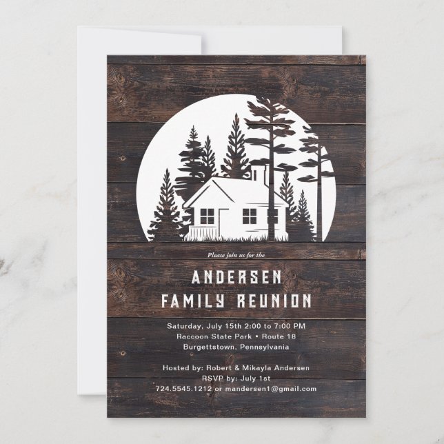 Rustic Reunion Rustic Wood Cabin Inbjudningar (Framsida)