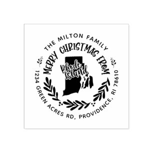 Rustic rhode island god jul returadress stämpel