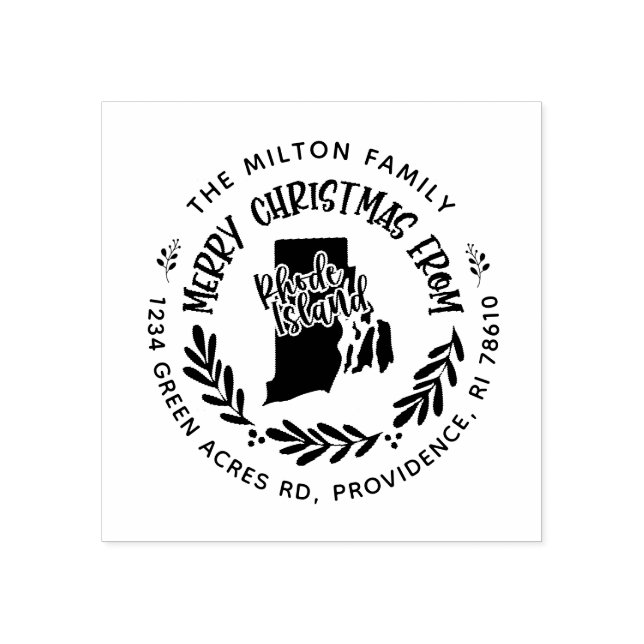 Rustic rhode island god jul returadress stämpel (Tryck)
