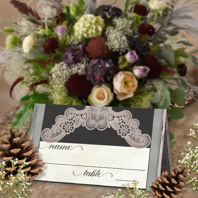 Rustic Ribbon & Lace - Salvia Placeringskort (Skapare uppladdad)