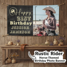 "Rustic Rider" Horse-Thmet Birthday Photo Banner