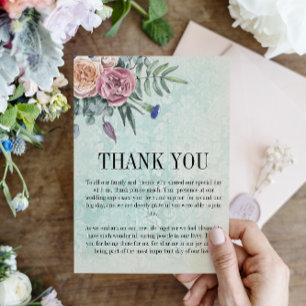 Rustic Ro Boho Grönt Blommigt Bröllop Tack Kort
