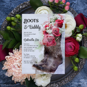 Rustic Ro Boots och Bubly Bachelorette Party Inbjudningar
