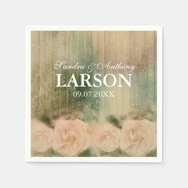 Rustic Ro Bröllop Napkin Pappersservett (Framsidan)