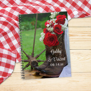Rustic Ro Cowboy Boots Land Westernare Bröllop Anteckningsbok Med Spiral