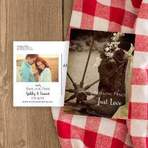 Rustic Ro Cowboy Boots Save Date Sepia Meddelande Vykort