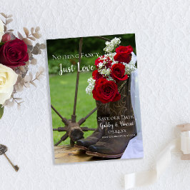 Rustic Ro CowboyBoots Bröllop spara datum Inbjudningar