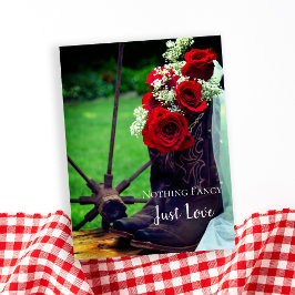 Rustic Ro CowboyBoots Bröllop spara datum Meddelande Vykort